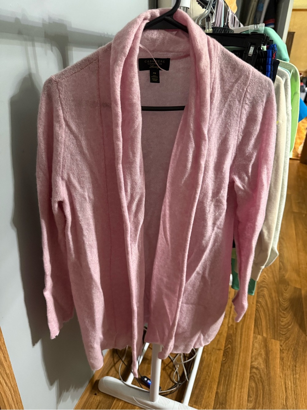 Charter Club Light Pink Open-Front Shawl Collar Cardigan